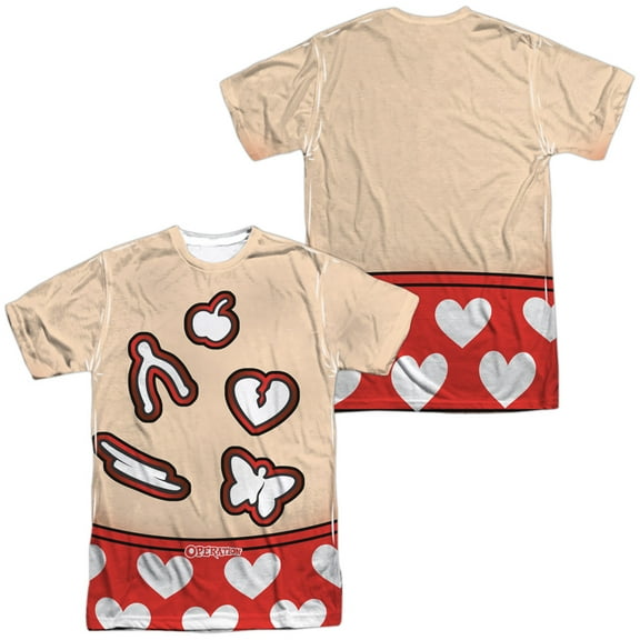 Operation Costume Unisex Adult Sublimated Halloween Costume T Shirt (Small) White (Front/Back)