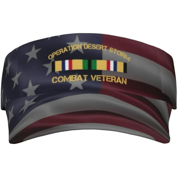 Operation Desert Storm Combat Veteran Visor Hats Novelty Adjustable Sport Sun Visor Cap Empty Top Baseball Hat for Men and Women