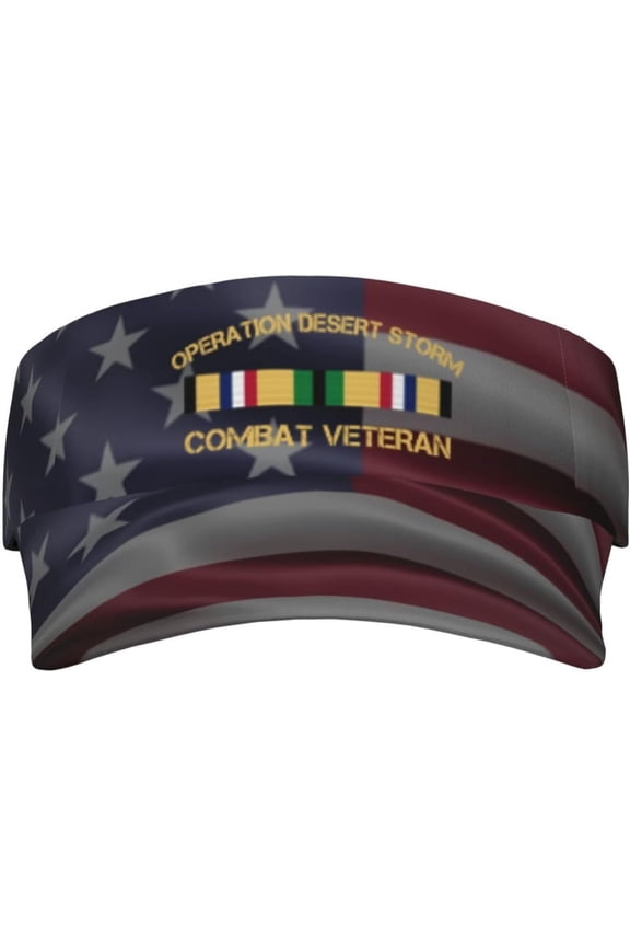 Operation Desert Storm Combat Veteran Visor Hats Novelty Adjustable Sport Sun Visor Cap Empty Top Baseball Hat for Men and Women