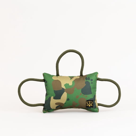 Operation Good Boy Bite Pillow and Tug Dog Toy for Big and Medium Dogs with Tri-Handle Design, for Training and Play, Camouflage