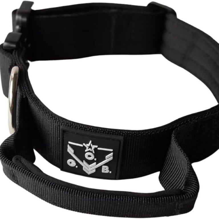 Operation Good Boy Dog Collar with Quick Release Buckle and Handle for Large and Medium Dogs Black