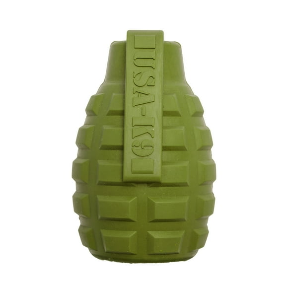 Operation Good Boy Grenade Dog Toy for Aggressive Chewers, Teething Toy with Treat Dispenser, Green