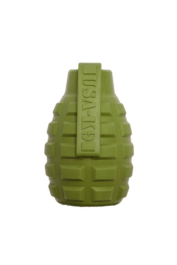 Grenade Dog Toy for Aggressive Chewers, Teething Toy with Treat Dispenser, Green