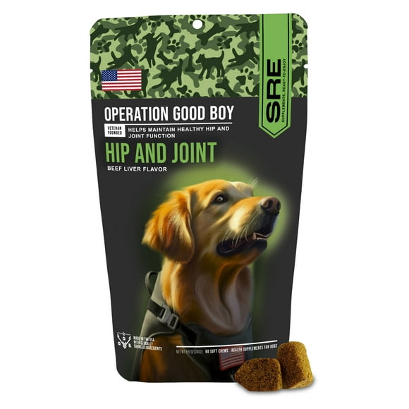 Operation Good Boy Hip & Joint Supplements for Dogs, with Glucosamine, Beef Liver Flavor Soft Chews, 60 Count