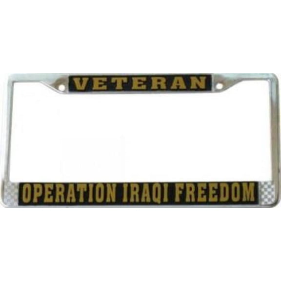 Operation Iraqi Freedom Chrome License Plate Frame Free Screw Caps Included