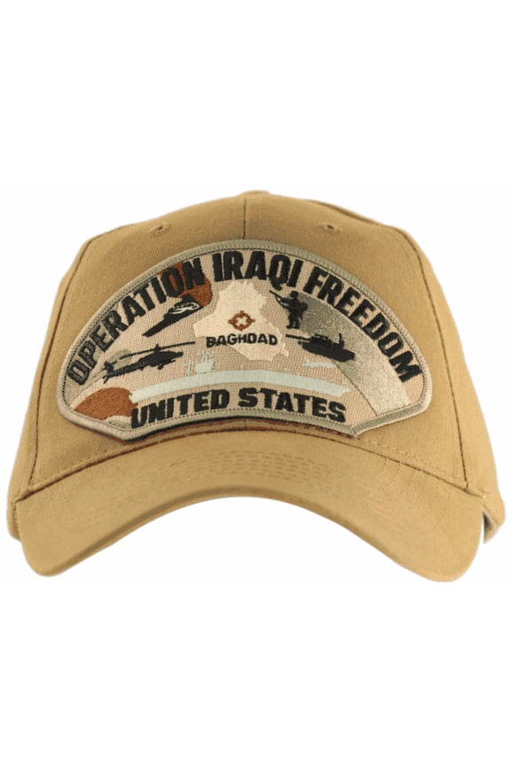 Operation Iraqi Freedom 'United States' Coyote Brown Ball Cap