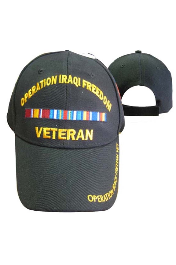 Operation Iraqi Freedom Veteran Black Ribbon Embroidered Cap CAP608A Hat