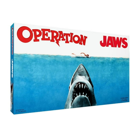 Operation: Jaws Board Game, Test Your Skills and Celebrate The 50th Anniversary, Featuring 12 Custom Pieces from Shark Tooth to Harpoon, Protect Beach Goers and Remove Evidence on Amity Island