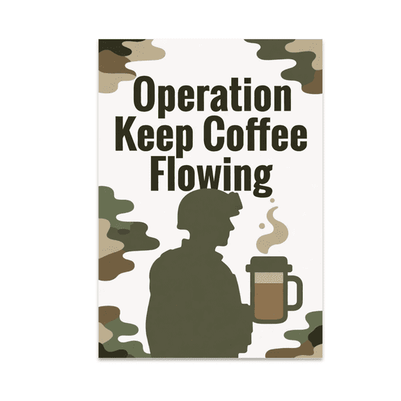 Operation Keep Coffee Flowing - Military Coffee Humor Decor - 13x19 Poster Print