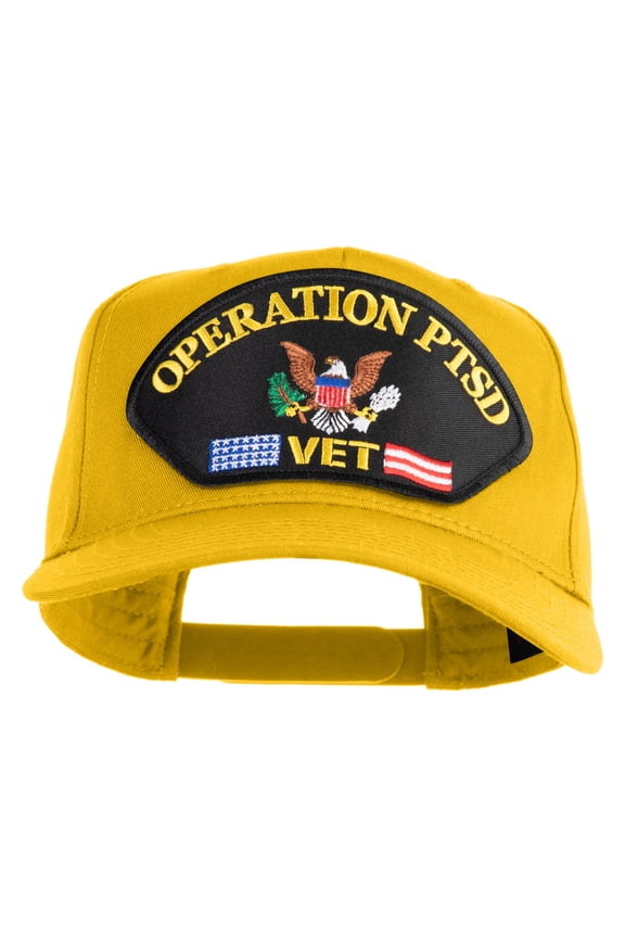 Operation PTSD Vet Patched Solid Cotton Twill 5 Panel Prostyle Snap Cap - Yellow OSFM
