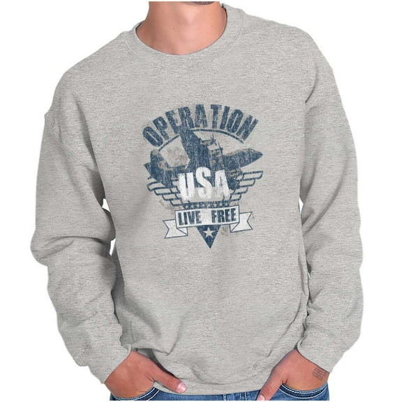Operation USA Live Free Airplane Unisex Plus Fleece Graphic Sweatshirt Brisco Brands 2X