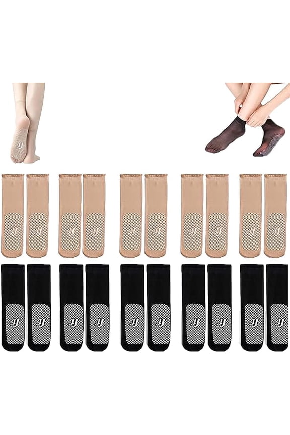 Operationaln Invisible, Slip-resistant Crystal Silk Socks, BareBlend Socks,Non-slip and Invisible Crystal Silk Sock(10pairs-mix)