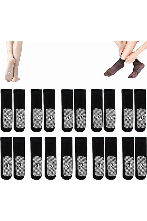Operationaln Invisible, Slip-resistant Crystal Silk Socks, BareBlend Socks,Non-slip and Invisible Crystal Silk Sock(Black-10pairs)