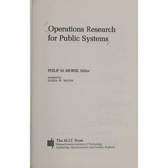 Pre-Owned Operations Research for Public Systems (Paperback) 9780262630139