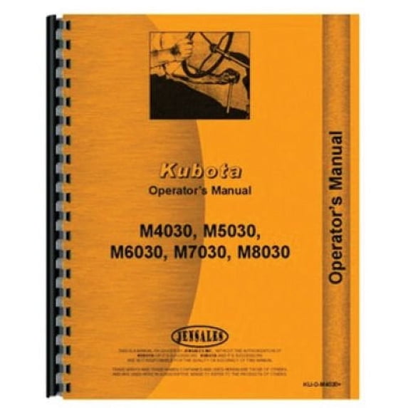 Operator's Manual fits Kubota M4030 M5030 M6030 M4030 M5030 M6030 M7030 M8030 M7030 M8030