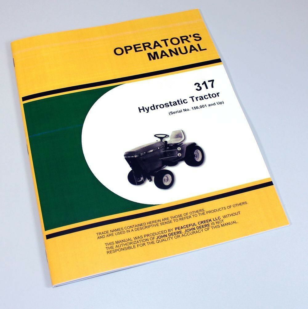 Operators Manual For John Deere 317