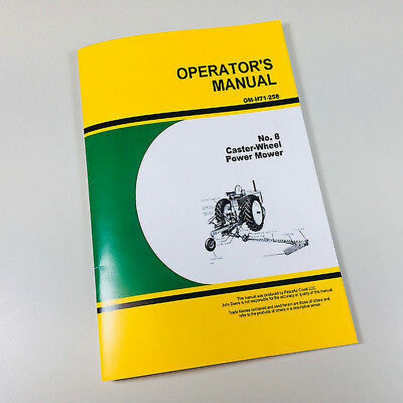 Operators Manual For John Deere 8 Caster Wheel Power Mower