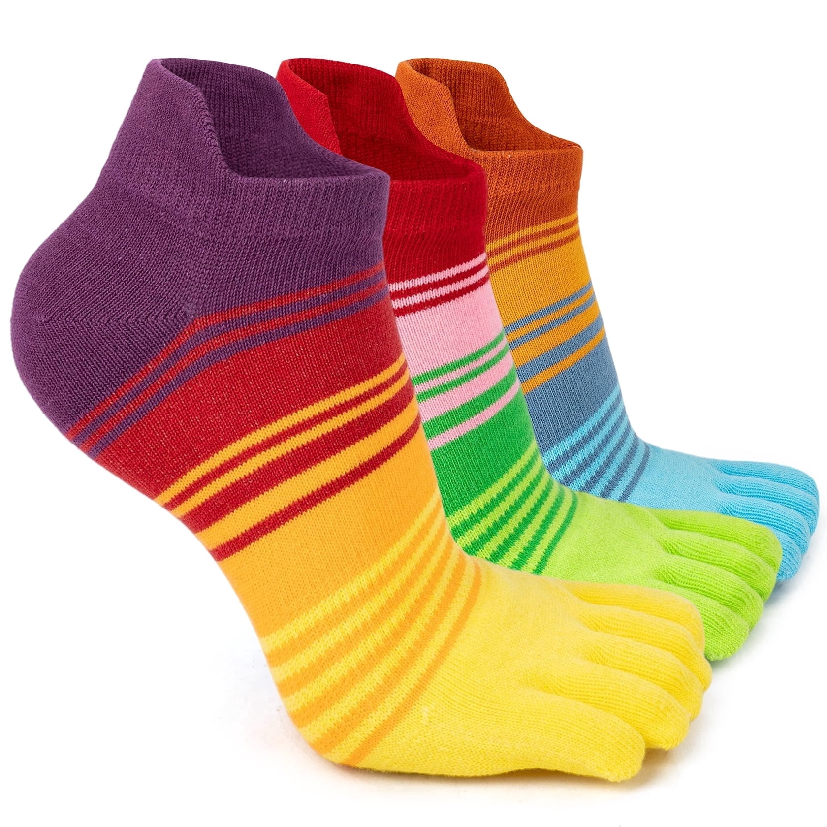 OpetHome Colorful Cotton Toe socks for women men, Ankle five toe socks 3 pairs Style B Medium