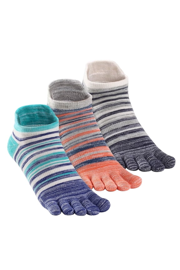 Cotton Toe socks for women men, Running Ankle five toe socks Multicolor 3 pairs Large size