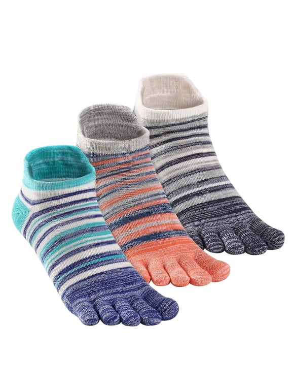 Cotton Toe socks for women men, Running Ankle five toe socks Multicolor 3 pairs Medium size