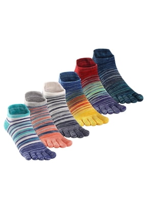 Cotton Toe socks for women men, Walking Ankle five toe socks Multicolor 6 pairs Small size