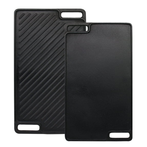 Opexscal 18.1 in Rectangular Double Sided Cast Iron Grill and Griddle Pan