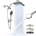 thumbnail image 1 of Ophanie 12 Inch Coverage High Pressure Rain Shower Head Combo with Adjustable Extension Arm, Wide Rainfall & 5 Modes Handheld Showerhead, Dual Anti-Clog Nozzles for Ultimate Experience, Silver Chrome, 1 of 10