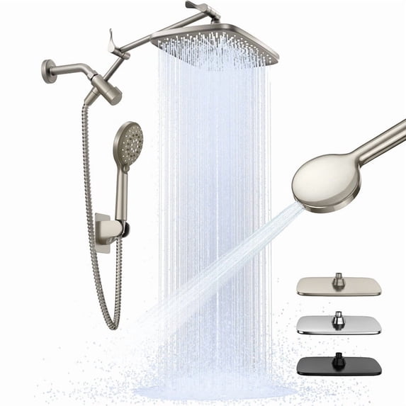 Ophanie 12 Inch Coverage High Pressure Rain Shower Head Combo with Extension Arm - Wide Rainfall & 5 Modes Handheld Showerhead, Dual Anti-Clog Nozzles for Ultimate Shower Experience, Starlight