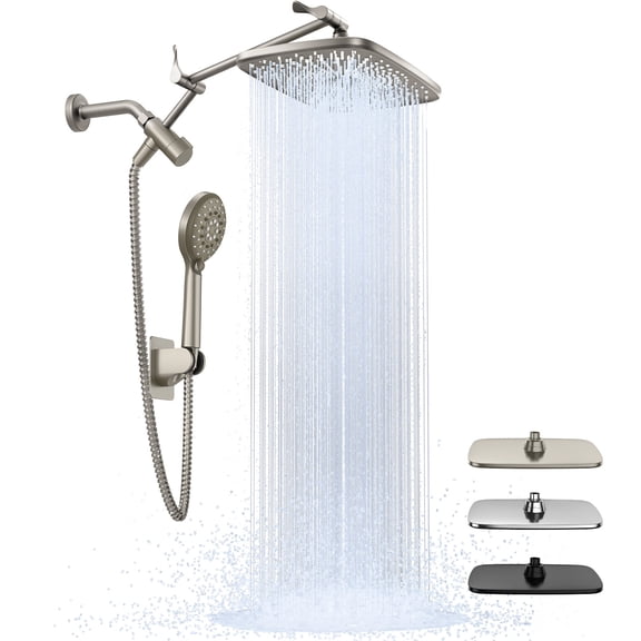 Ophanie 12 Inch Coverage High Pressure Rain Shower Head Combo with Extension Arm - Wide Rainfall & 5 Modes Handheld Showerhead, Dual Anti-Clog Nozzles for Ultimate Shower Experience, Starlight