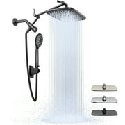 Ophanie 12 Inch Coverage High Pressure Rain Shower Head Combo with Adjustable Extension Arm - Wide Rainfall & 5 Modes Handheld Showerhead, Dual Anti-Clog Nozzles for Ultimate Shower Experience, Black