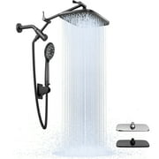 Ophanie 12 Inch Coverage High Pressure Rain Shower Head Combo with Adjustable Extension Arm - Wide Rainfall & 5 Modes Handheld Showerhead, Dual Anti-Clog Nozzles for Ultimate Shower Experience, Black