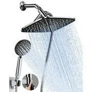 Ophanie 12 Inch Coverage High Pressure Rain Shower Head Combo - Wide Rainfall & 5 Spray Handheld Showerhead, Dual Anti-Clog Nozzles for Ultimate Shower Experience, Silver Chrome