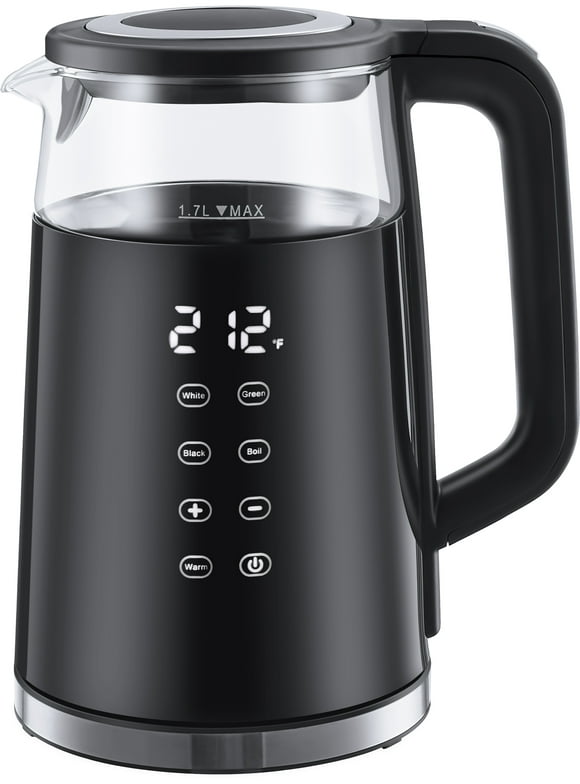 Ophanie 1500W Fast Boiling Electric Kettle,Teapot With Keep Warm Function, 1.7Liter Hot Water Boiler Heater Pot automatic shut off,Digital Display Temperature Control,Glass