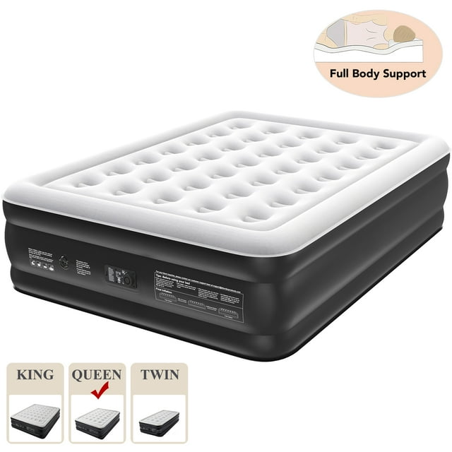 Ophanie 18 Inch High Air Mattress Queen with Built in Pump, Elevated ...