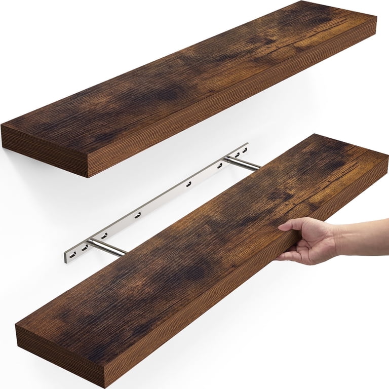 【SALE】wood iron shelf 690*600*225〈ブラウン〉 Ophanie 22.5 inch Wood Floating Shelves Wall Mounted Shelves, 6.7