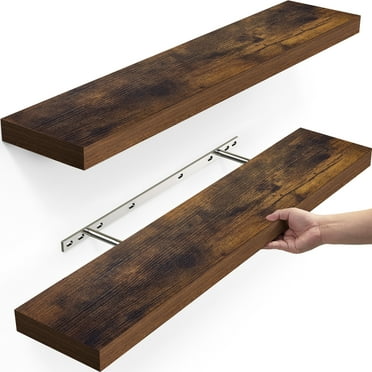 Ophanie 22.5 inch Wood Floating Shelves Wall Mounted Shelves, 6.7 x 23 Inch, Brown, Set of 2