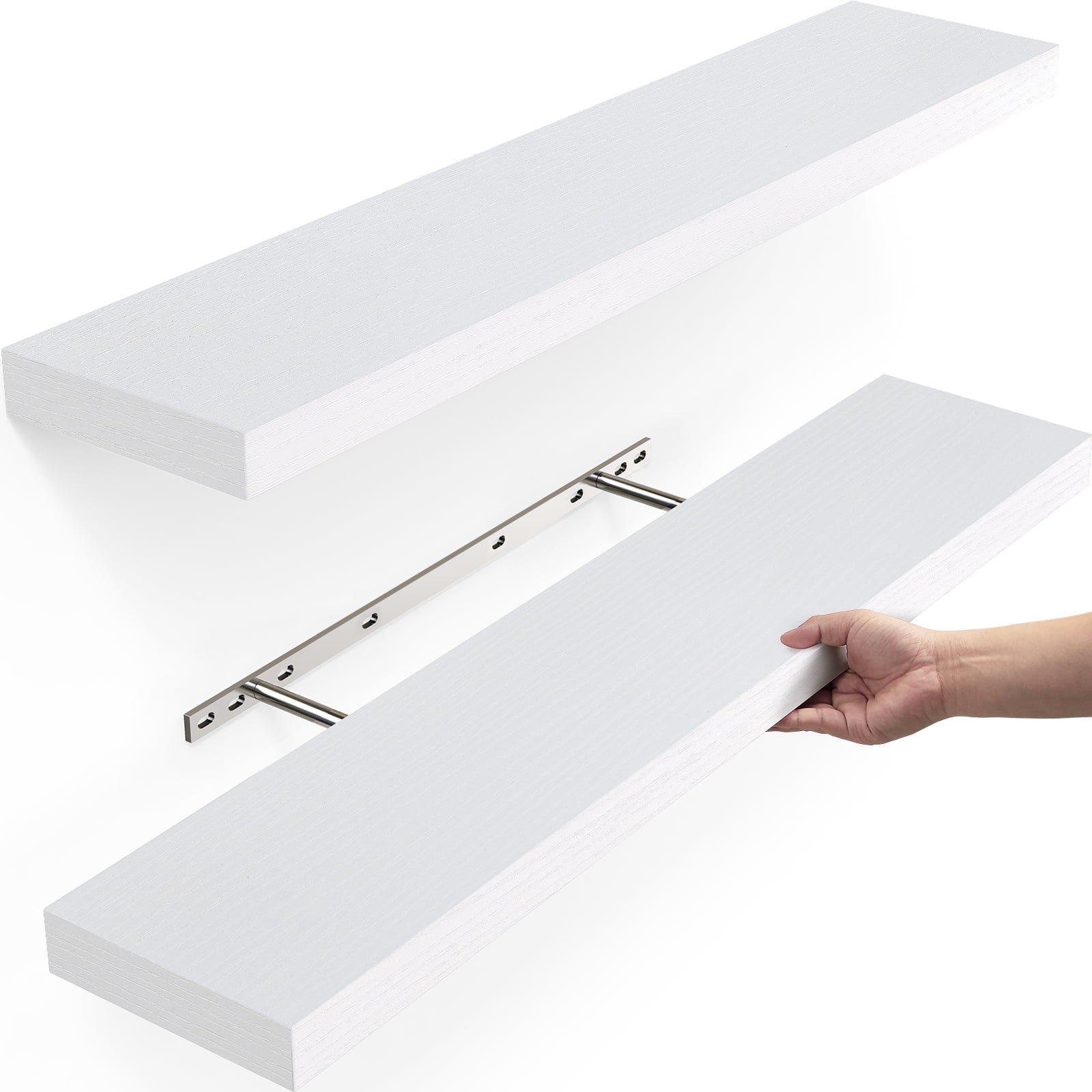 Walmart promo code:  Ophanie 22.5 inch Wood Floating Shelves Wall Mounted Shelves, 6.7 x 23 Inch, White, Set of 2