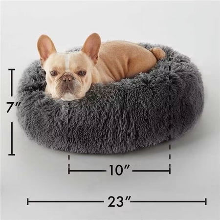 Ophanie 23" Calming Dog Bed For Medium&Small dog, Hug Donut Cat Bed, Waterproof, and Machine Washable Removable Pet Bed Cover, 23"x 23"x 7"