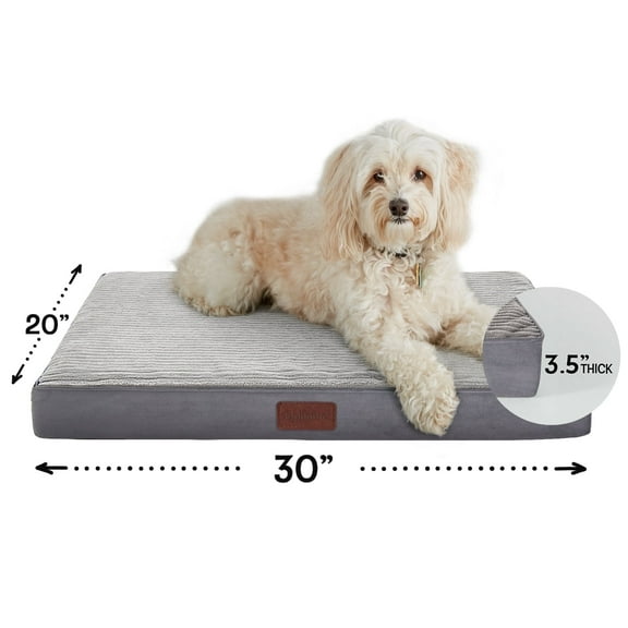 Ophanie 30in Gray Orthopedic Dog Bed for Medium and Small Dogs with Non-Slip Bottom, Waterproof and Machine Washable Removable Cover,Size(30"x20"x3")