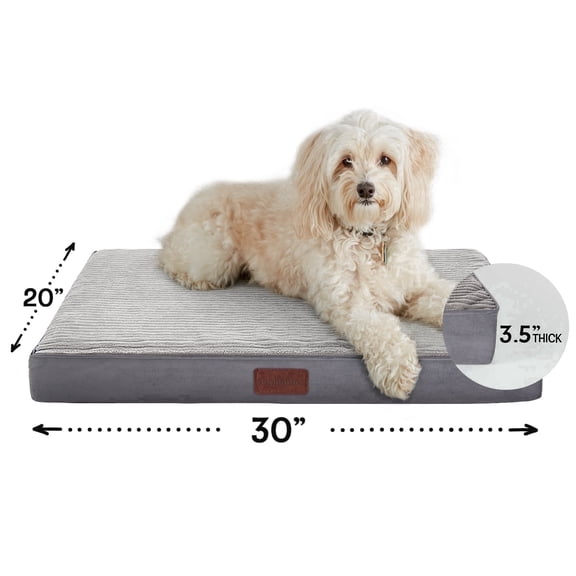 Ophanie 30in Gray Orthopedic Dog Bed for Medium and Small Dogs with Non-Slip Bottom, Waterproof and Machine Washable Removable Cover,Size(30"x20"x3")