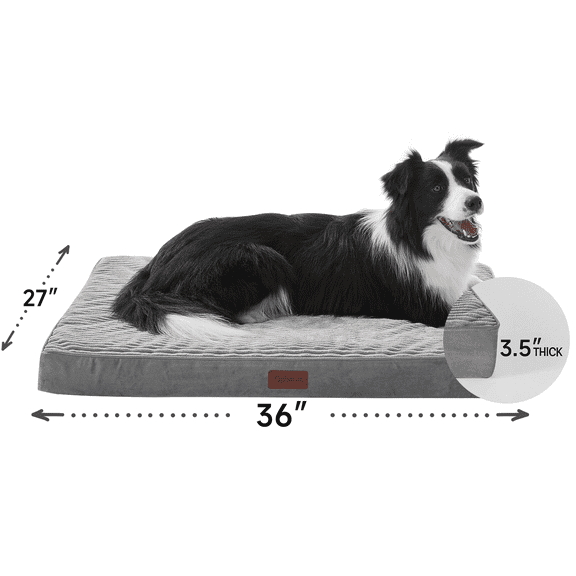 Ophanie 36in Gray Orthopedic Dog Bed for Large and Medium Dogs with Non-Slip Bottom, Waterproof and Machine Washable Removable Pet Bed Cover,Size(36"x27"x3.5")