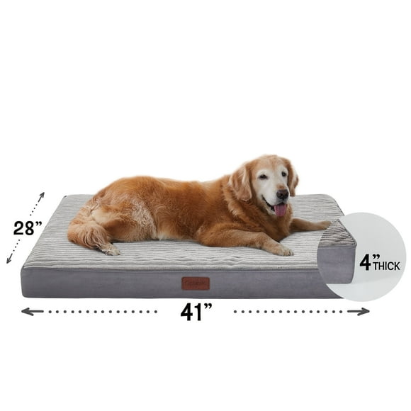 Ophanie 41in Gray Orthopedic Dog Bed for Large Dogs with Non-Slip Bottom, Waterproof and Machine Washable Removable Pet Bed Cover,XL Size(41"x28"x4")
