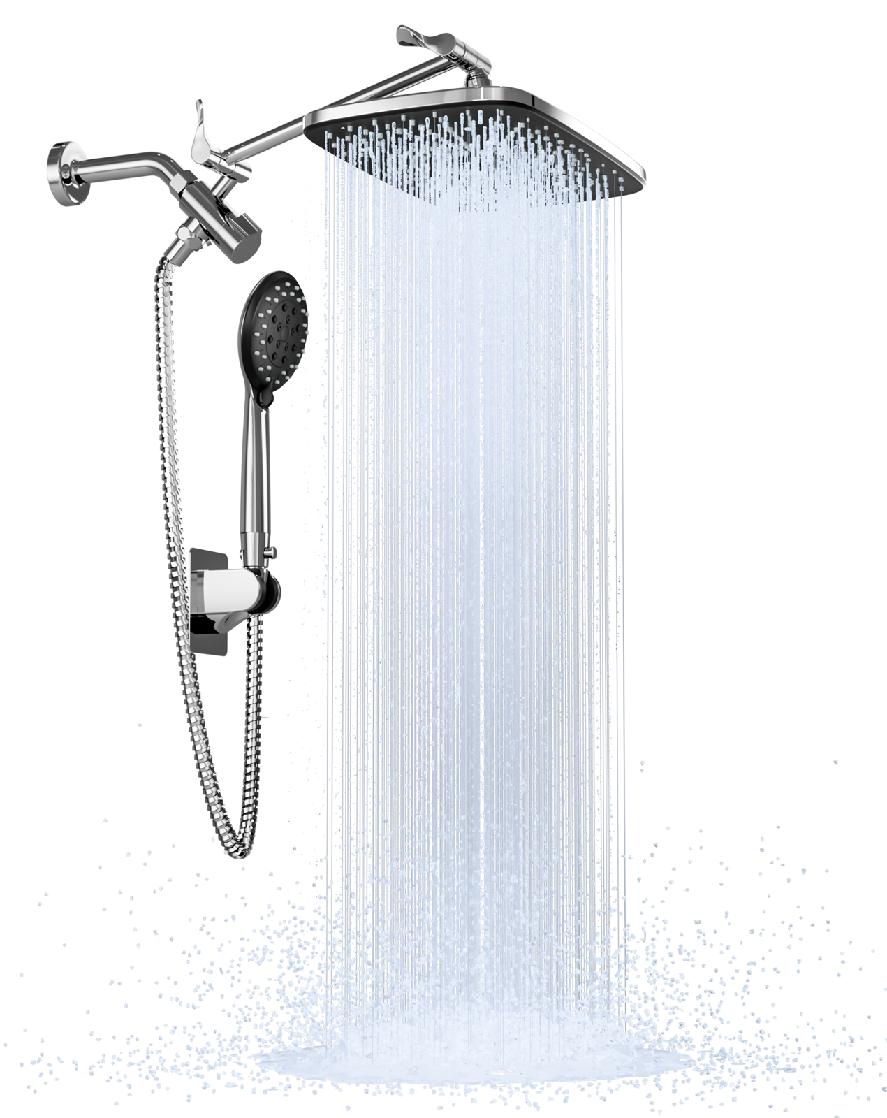 Ophanie 5-Setting High Pressure Shower Head, 12 inch Rain Shower Head with Handheld and Hose, Chrome - image 1 of 9