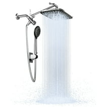 Ophanie 5-Setting High Pressure Shower Head, 12 inch Rain Shower Head with Handheld and Hose, Chrome