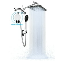 Ophanie 5-Setting High Pressure Shower Head, 12 inch Rain Shower Head with Handheld and Hose, Chrome