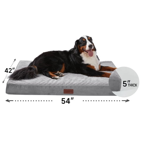 Ophanie 54in Gray Orthopedic Dog Bed for Large Dogs with Non-Slip Bottom, Waterproof and Machine Washable Removable Pet Bed Cover,Size(54"x42"x5")