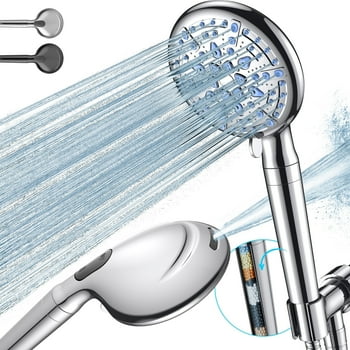 Ophanie 9 Setting Handheld Shower Head,High Pressure Shower Head with Filter,Silver