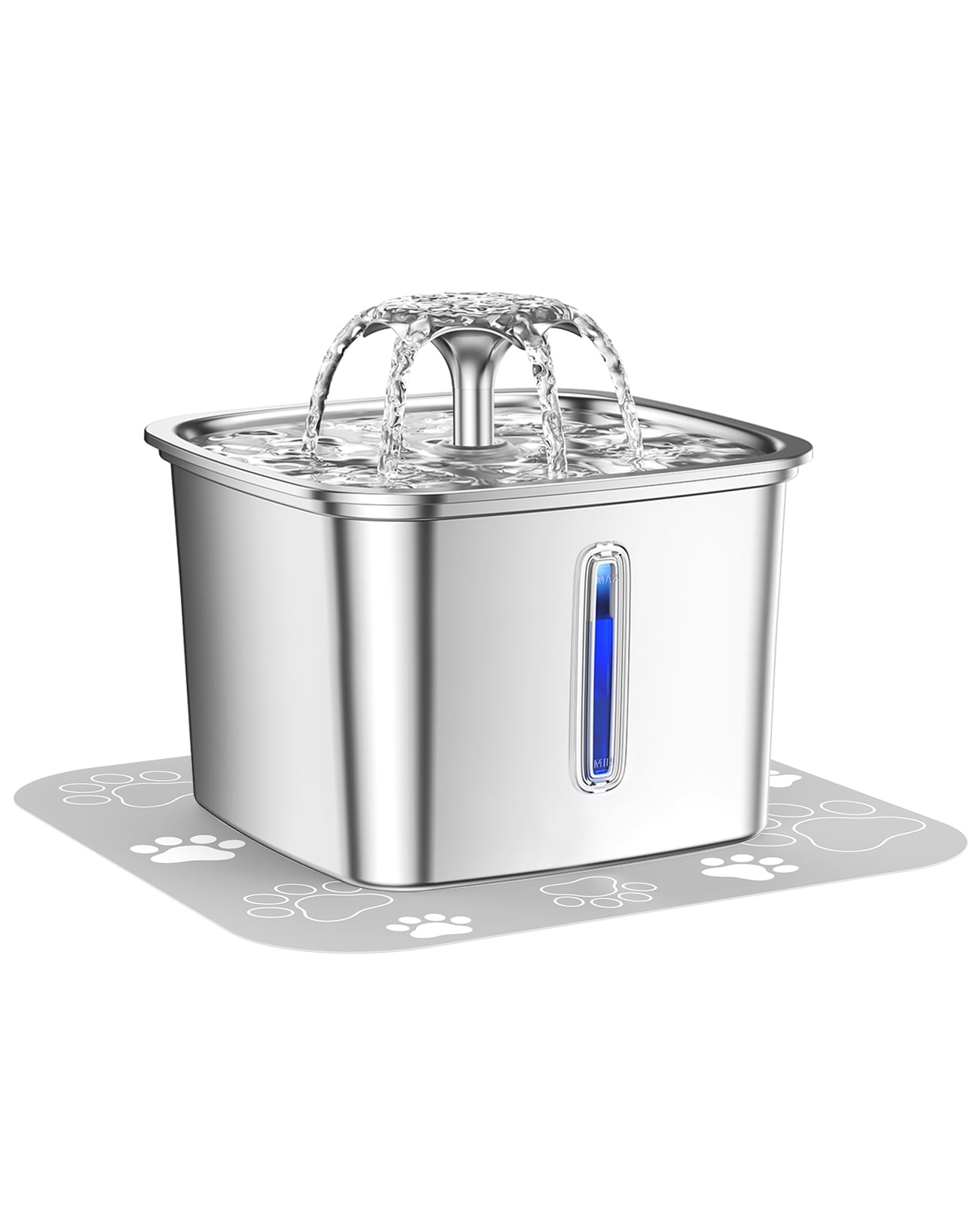 Ophanie 95oz/2.8L Pet Fountain, Stainless Steel Cat Dog Water Fountain