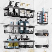 Ophanie Adhesive Shower Caddy 6 Pack, Large Capacity Bathroom Organizers and Storage, No Drilling Wall-Mounted Basket, Sliver