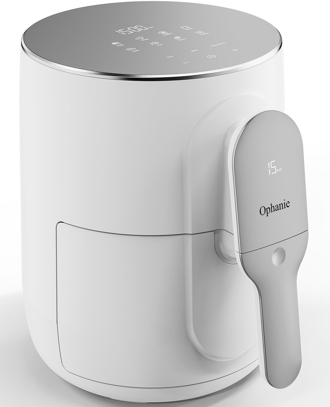Ophanie 4QT Air Fryer White, 8 Preset Modes, DualMonitor, Oilless